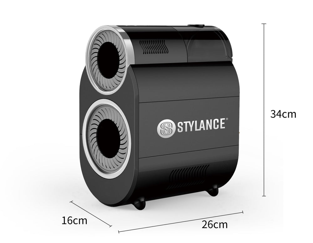 STYLANCE automatic brush cleaner water injection port demonstrates precise cleaning.