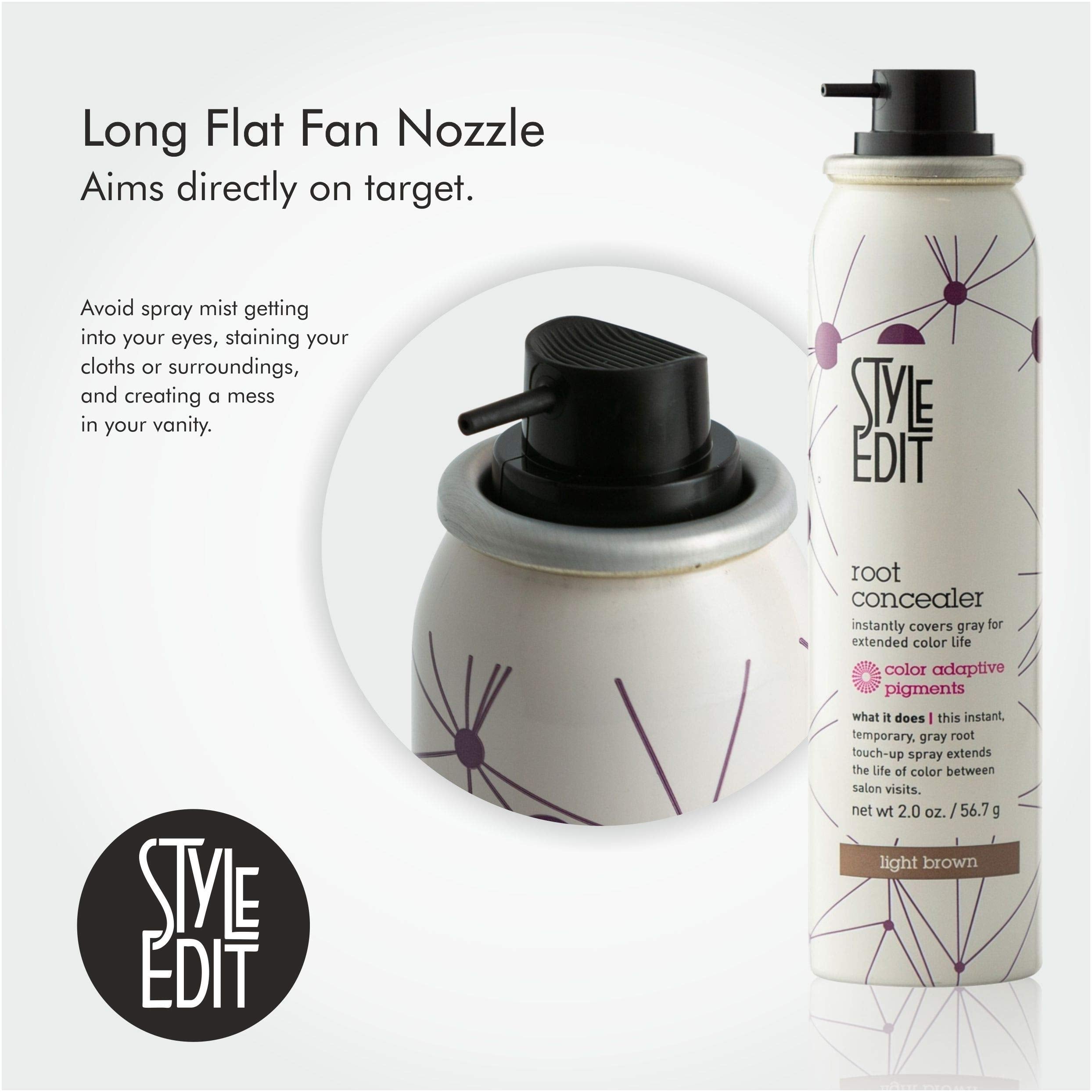 Style Edit Light Brown Root Concealer packaging highlights USA-made cruelty-free quality.