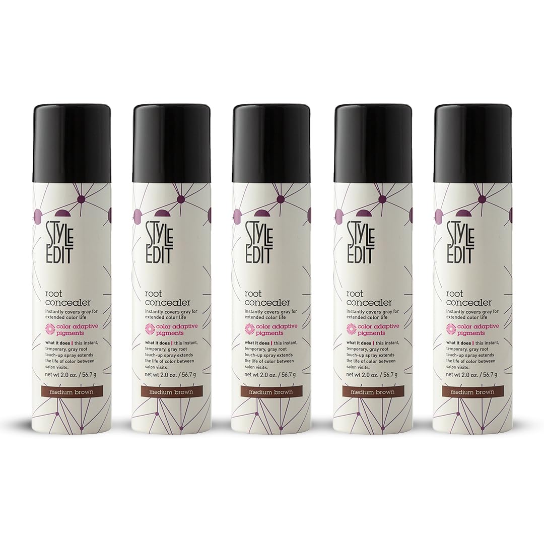 Style Edit Root Concealer Spray bottle covers greys instantly for on-demand touch-ups.