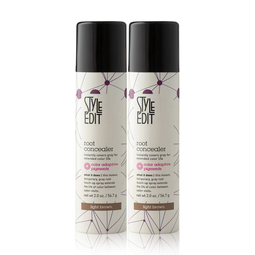 Style Edit root concealer spray bottle in light brown for quick coverage