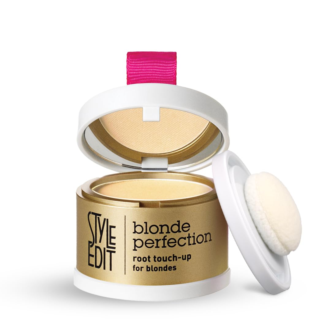 Style Edit root touch-up powder compact showing precise matte coverage for roots in seconds.