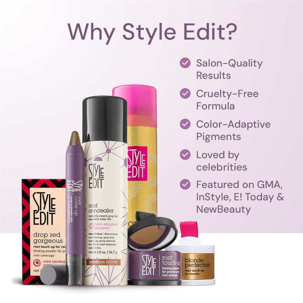 STYLE EDIT Root Touch Up Powder sponge applicator enables precise coverage.