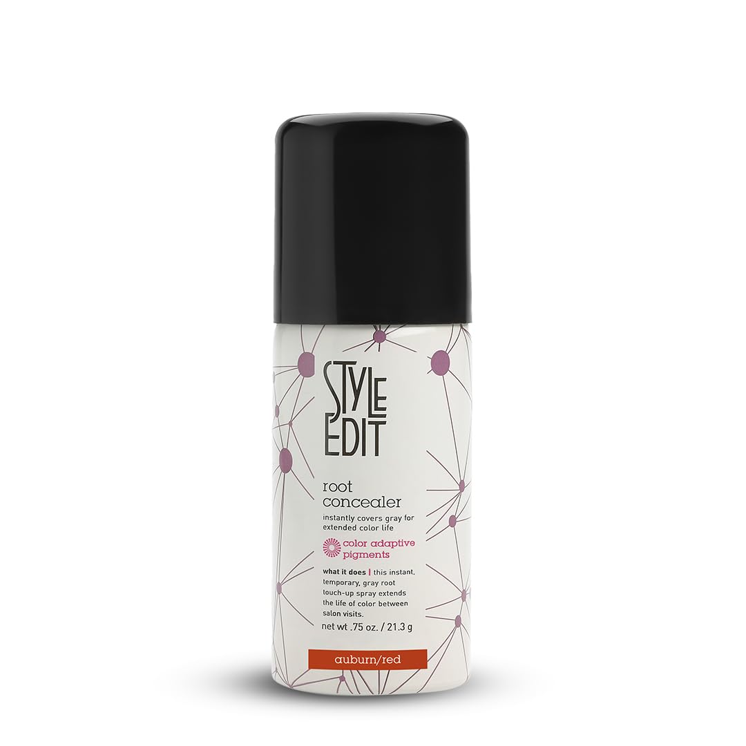 Style Edit Auburn Red Root Touch Up Spray cap shows travel-friendly design for quick touch ups.