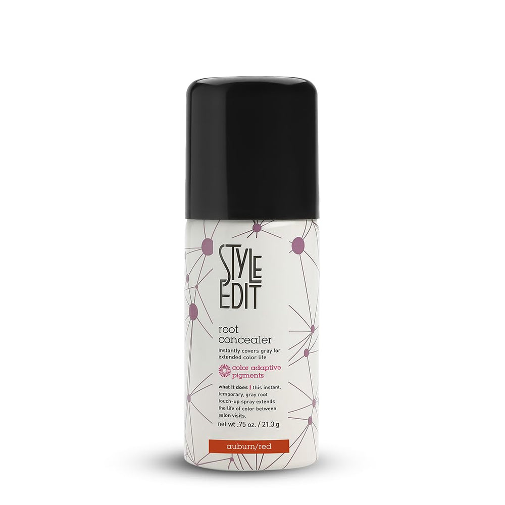 Style Edit Auburn Red Root Touch Up Spray cap shows travel-friendly design for quick touch ups.