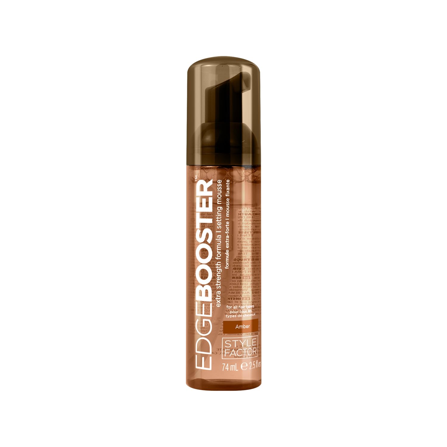 Style Factor EDGE BOOSTER bottle on a stand offers long-lasting curl hold.