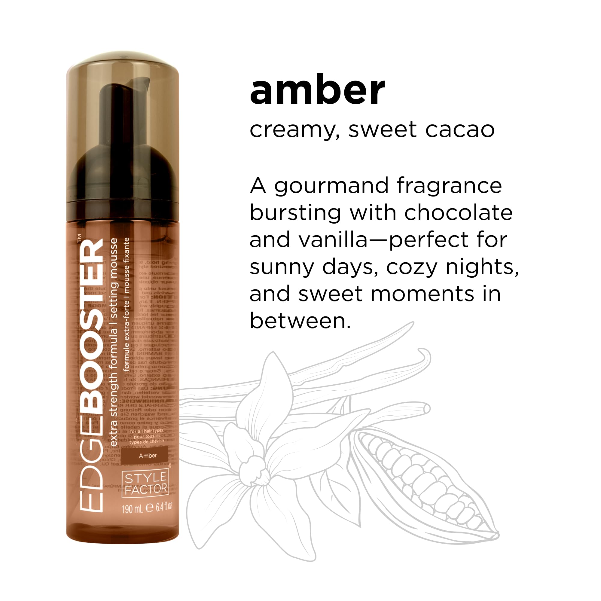 Style Factor EDGE BOOSTER frizz-control bottle highlights weather-ready confidence.