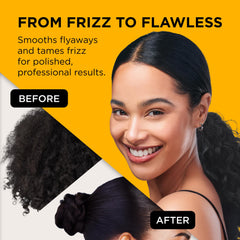 EDGE BOOSTER demonstrates frizz control on styled hair.