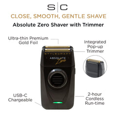 StyleCraft Absolute Zero Foil Shaver with retractable-trimmer ready for 2-in-1 shaping.