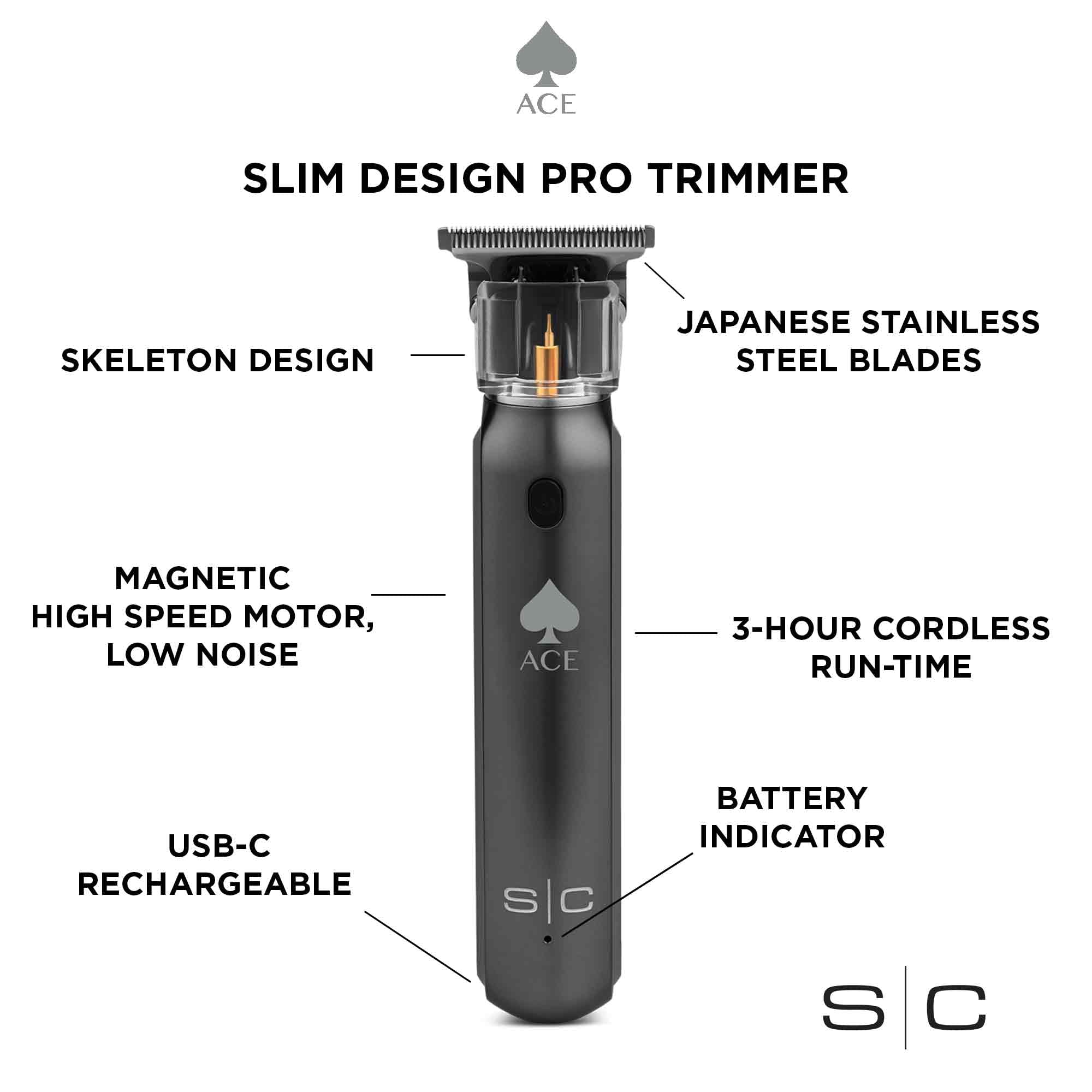 Stylecraft Ace ergonomic handle provides comfortable grip during extended trims.