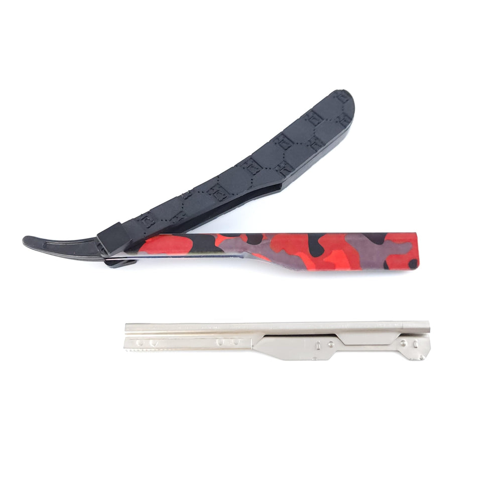 StyleCraft Deluxe Line camo red handle with textured grip for precise barbering.