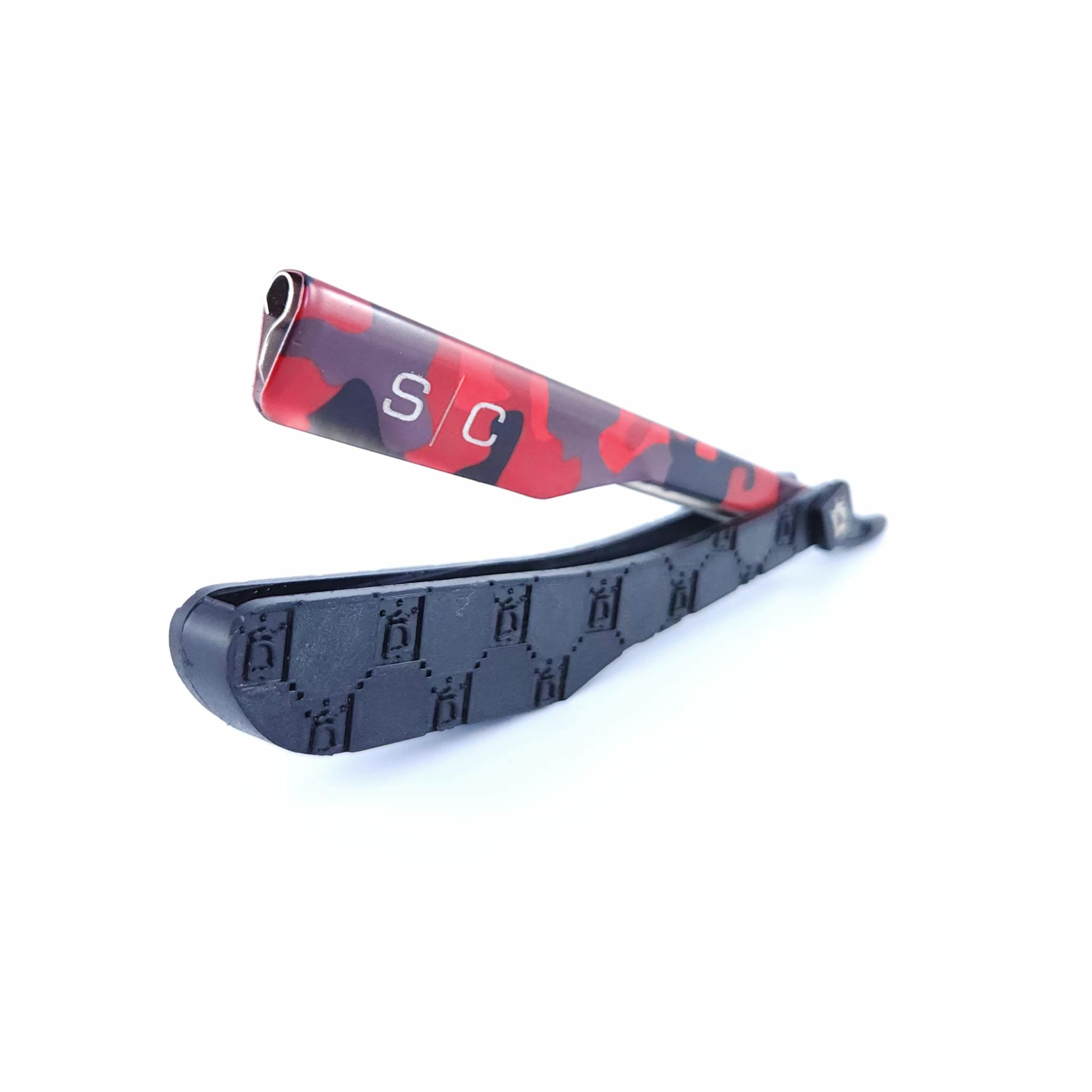 StyleCraft Deluxe Line camo red packaging highlights premium barber tool.