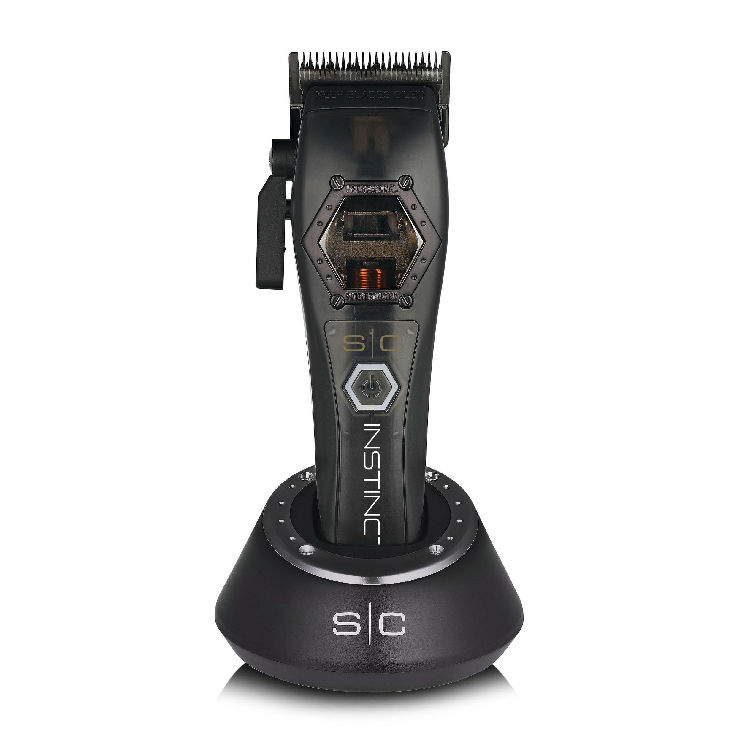 Stylecraft Instinct Metal Edition clipper angle view for precise, professional fades
