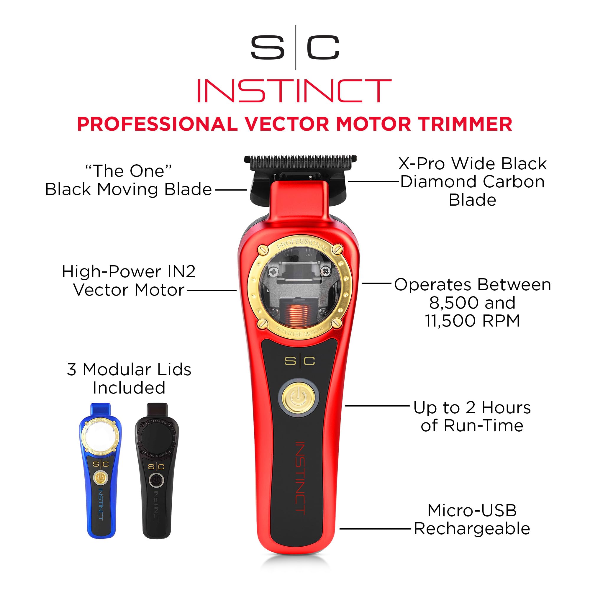 Stylecraft Instinct Pro Hair Trimmer side handling for comfortable control and styling.