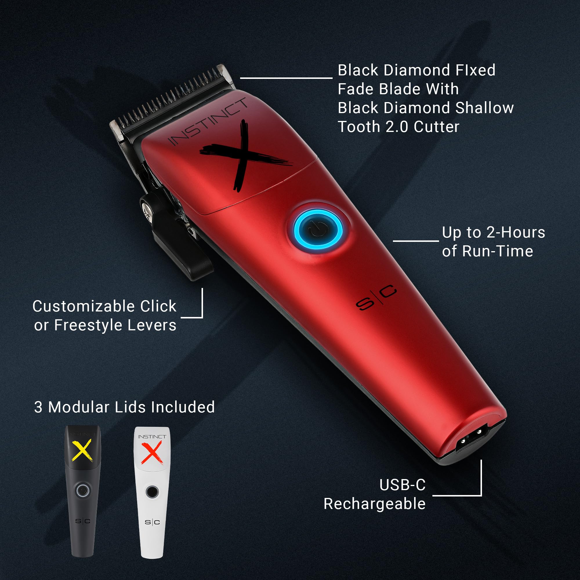 Stylecraft Instinct-X blade DLC close-up illustrating durable blades for clean blends