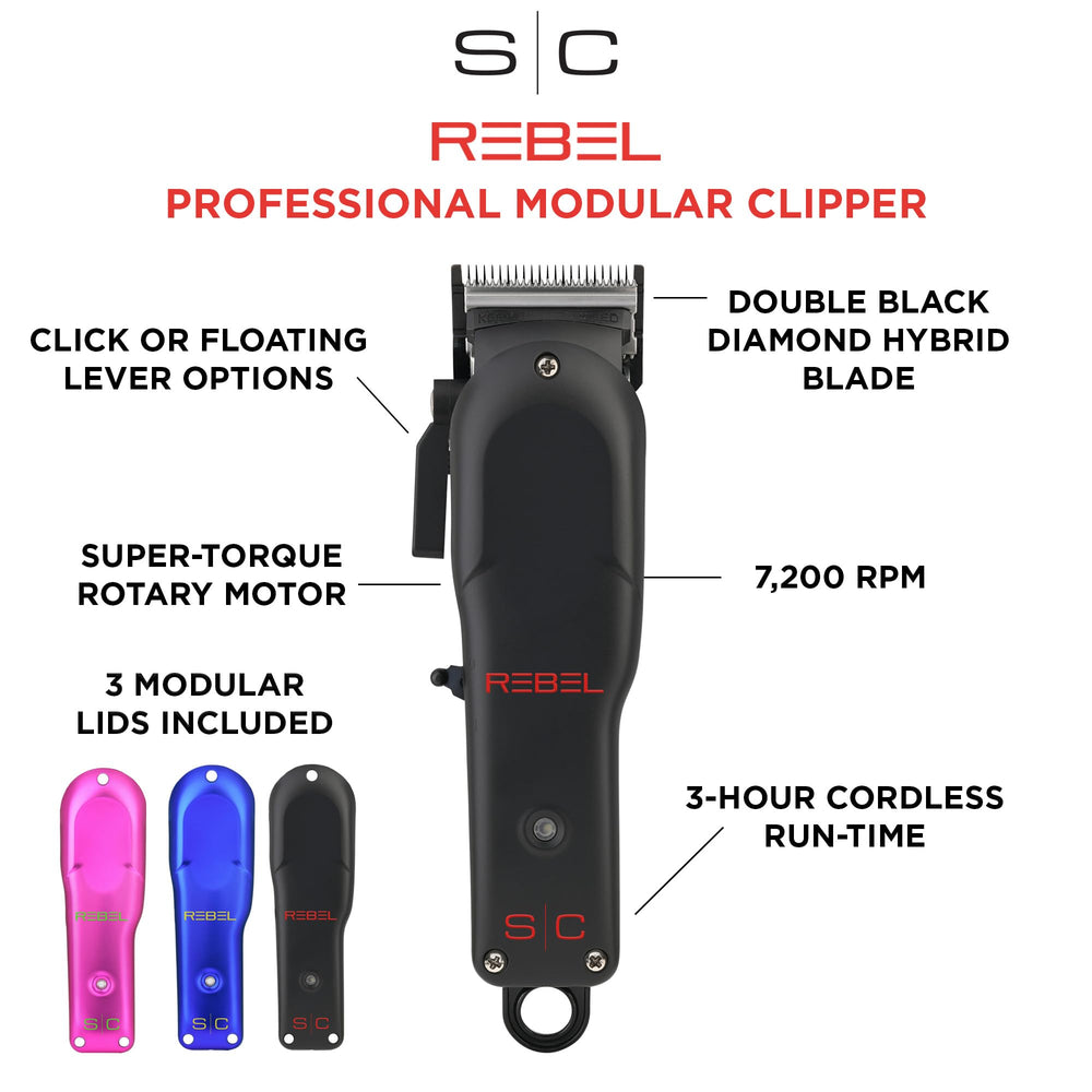 Stylecraft Rebel Black Diamond fixed blade shown, stays cooler and sharper longer.