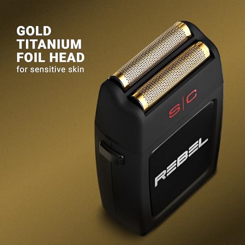 Stylecraft Rebel foil head close-up showing a skin-friendly gold titanium surface.
