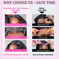 StyleLife Brazilian virgin human hair close-up, soft and bouncy feel.