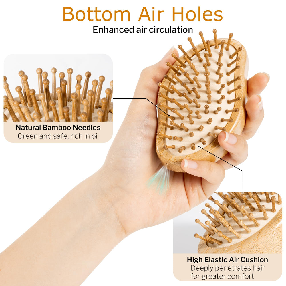Stylemate Bamboo Hair Brush portable travel shows compact size for on-the-go care