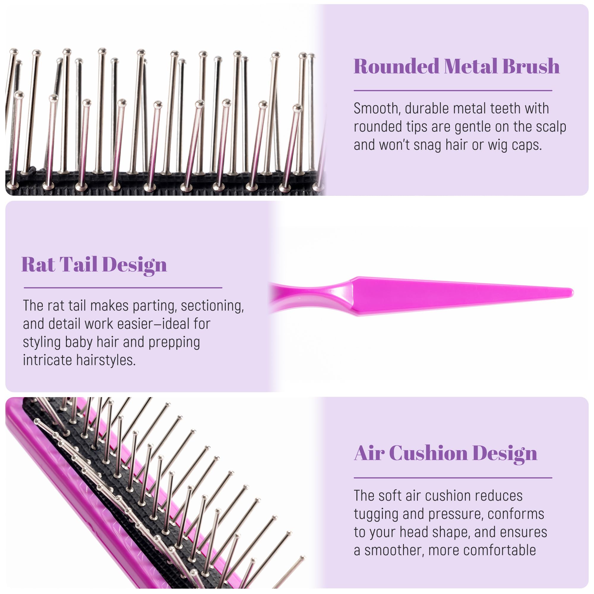 Stylemate cushioned-handle wig brush emphasizes ergonomic, comfortable use.
