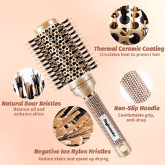STYLEMATE ergonomic round hair brush with non-slip handle for comfortable styling
