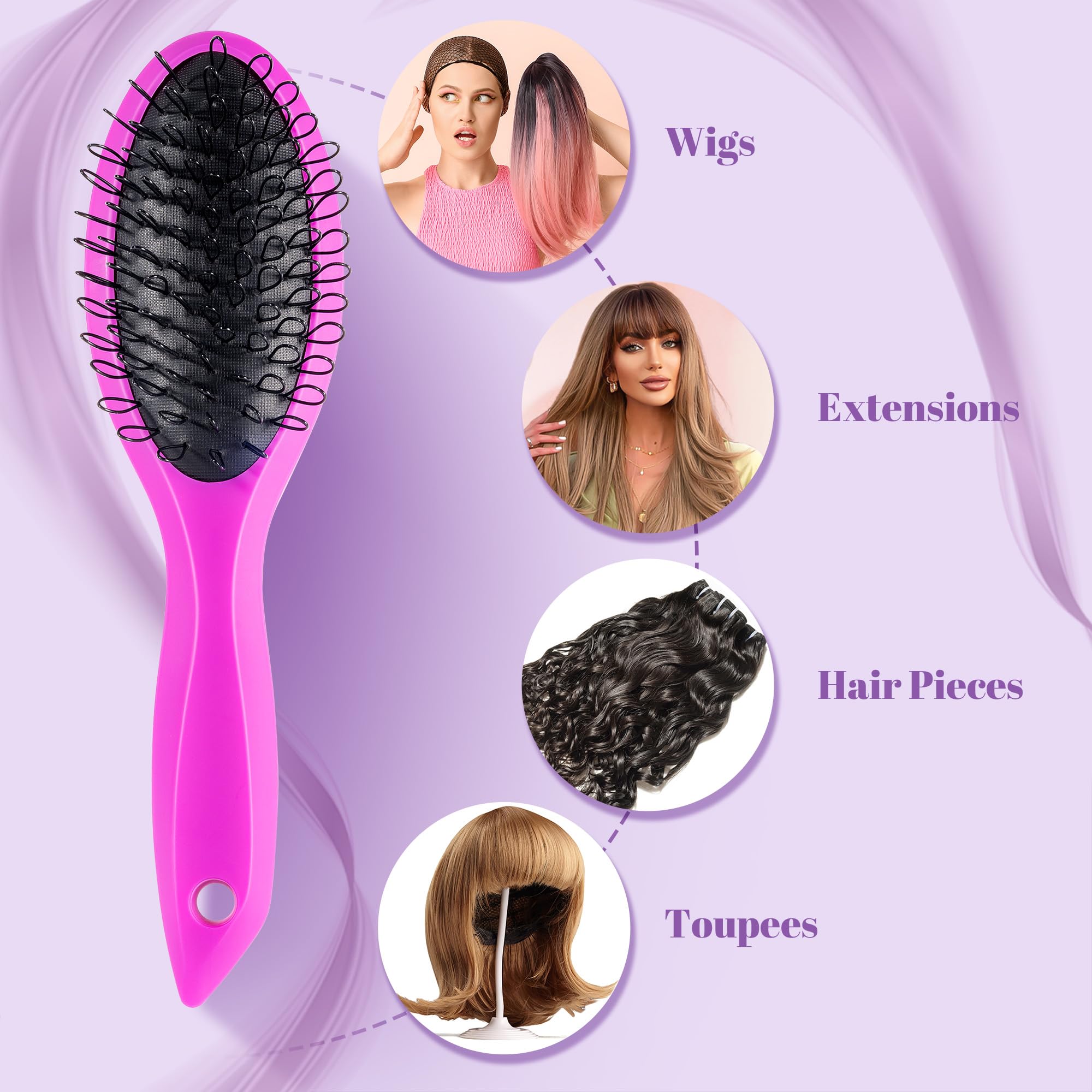 Stylemate wig brush with loop-bristles provides gentle detangling for sensitive scalps.