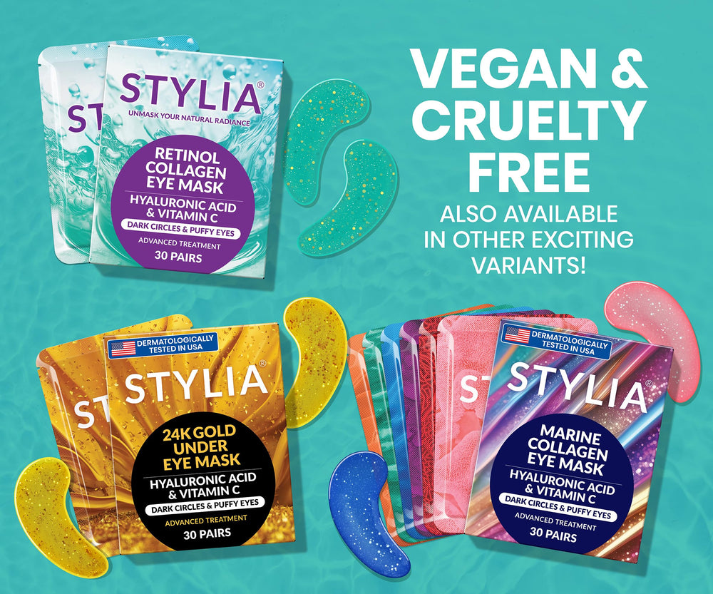Stylia spa-like eye masks in compact packaging for at-home pampering