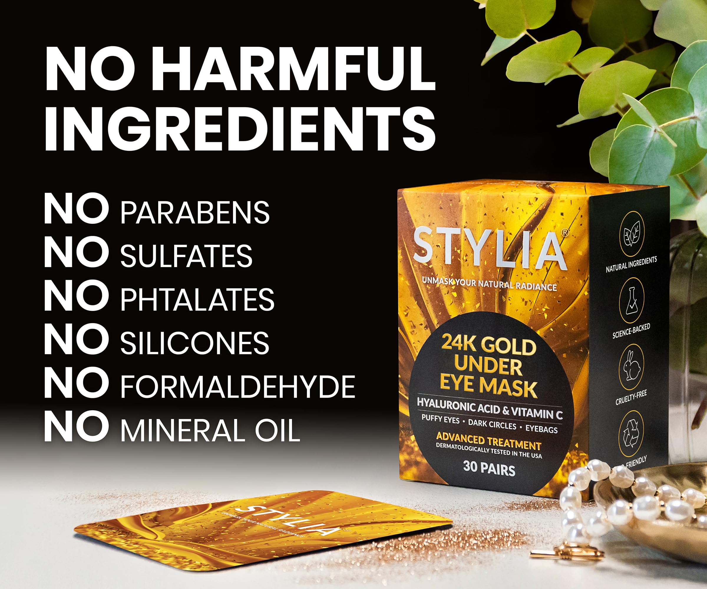 Stylia 20-minute pampering session with luxurious eye patches at home.