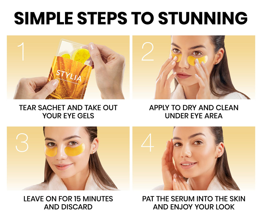 Stylia collagen-based eye patches designed for all skin types and comfort.