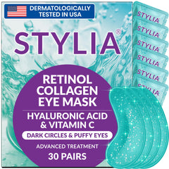 Stylia under-eye patches puffy eyes closeup deliver soothing hydration