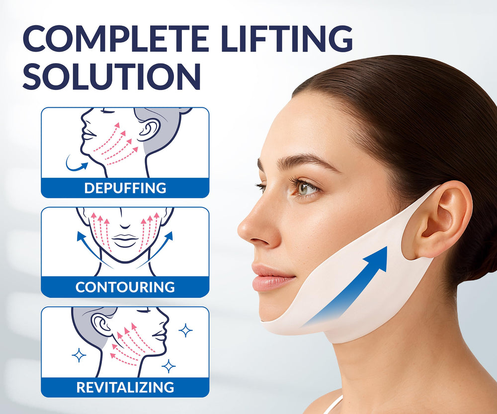 Stylia V Line Mask jawline-sculpting closeup emphasizing double chin reduction
