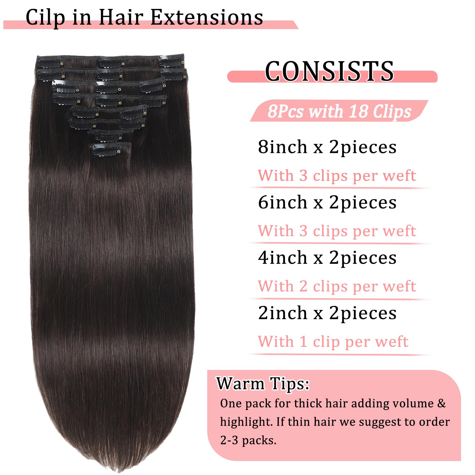 Stylifo real human hair clip-ins with double weft for durable, tangle-free wear.