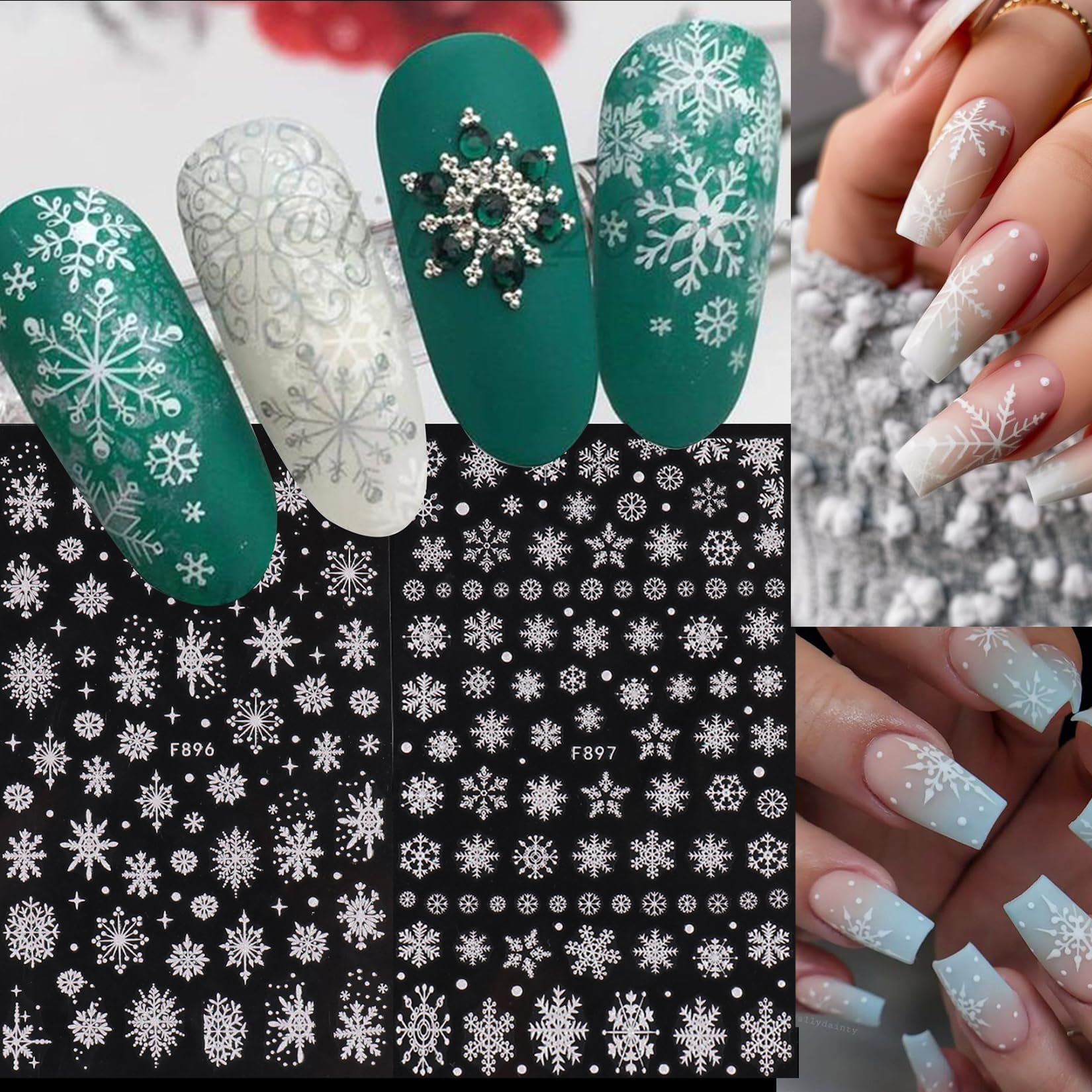STZPRONAIL glitter snowflake 3D charm close-up for dazzling holiday nails.