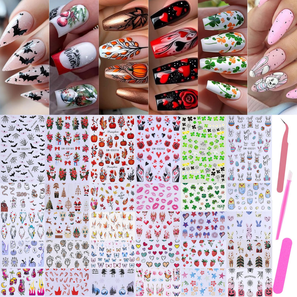 STZPRONAIL holiday nail stickers 3D sheets for quick festive art at home.