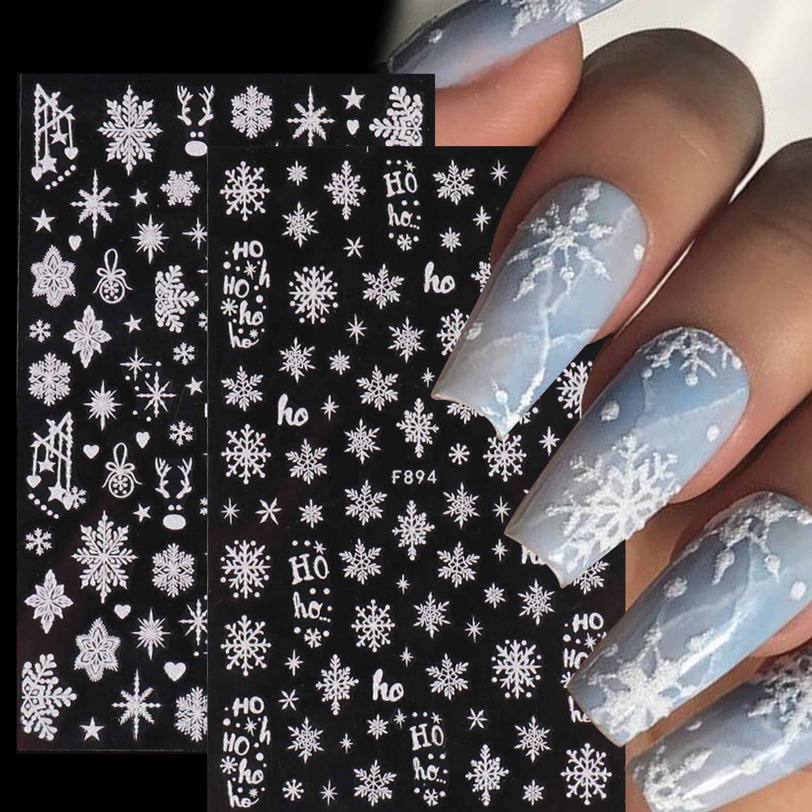 STZPRONAIL white snowflake glitter bottle adds texture and shine.