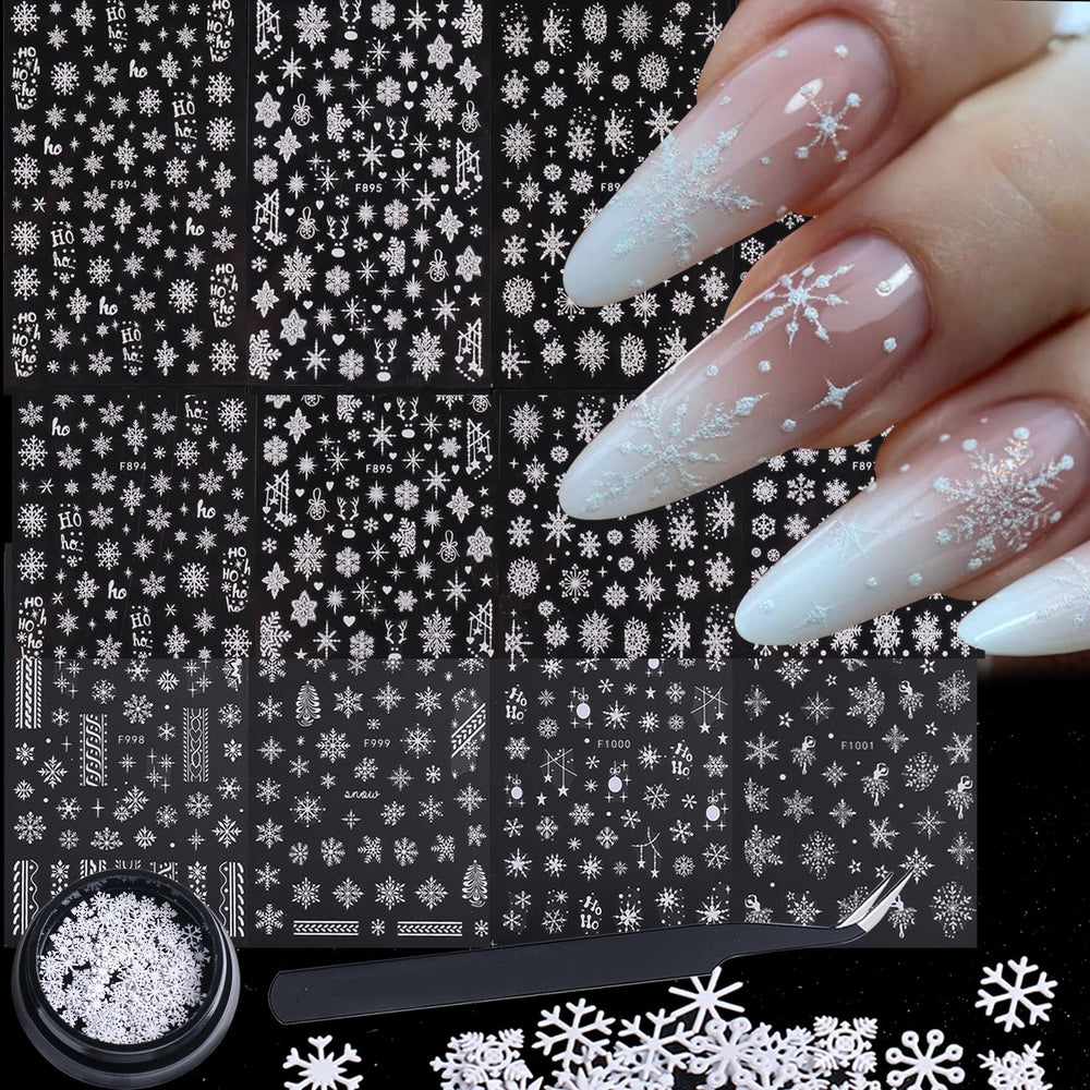 STZPRONAIL white snowflake sticker sheet for festive winter nails.