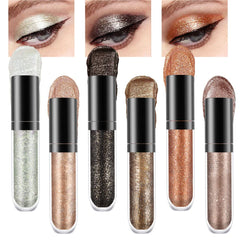 SUake 6 Colors Liquid Glitter Eyeliner Pack swatches vibrant glitter for bold day-to-night looks.