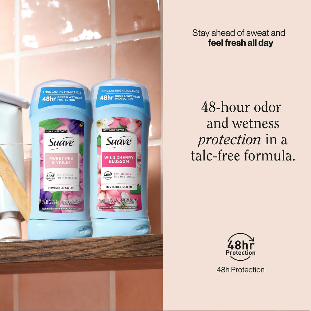 Suave invisible solid anti-staining formula in use on fabric-friendly protection