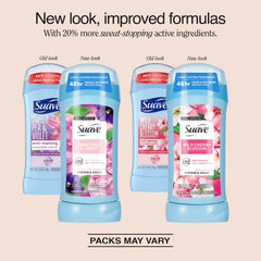 Suave Sweet Pea & Violet pack close-up highlighting fragrance variety
