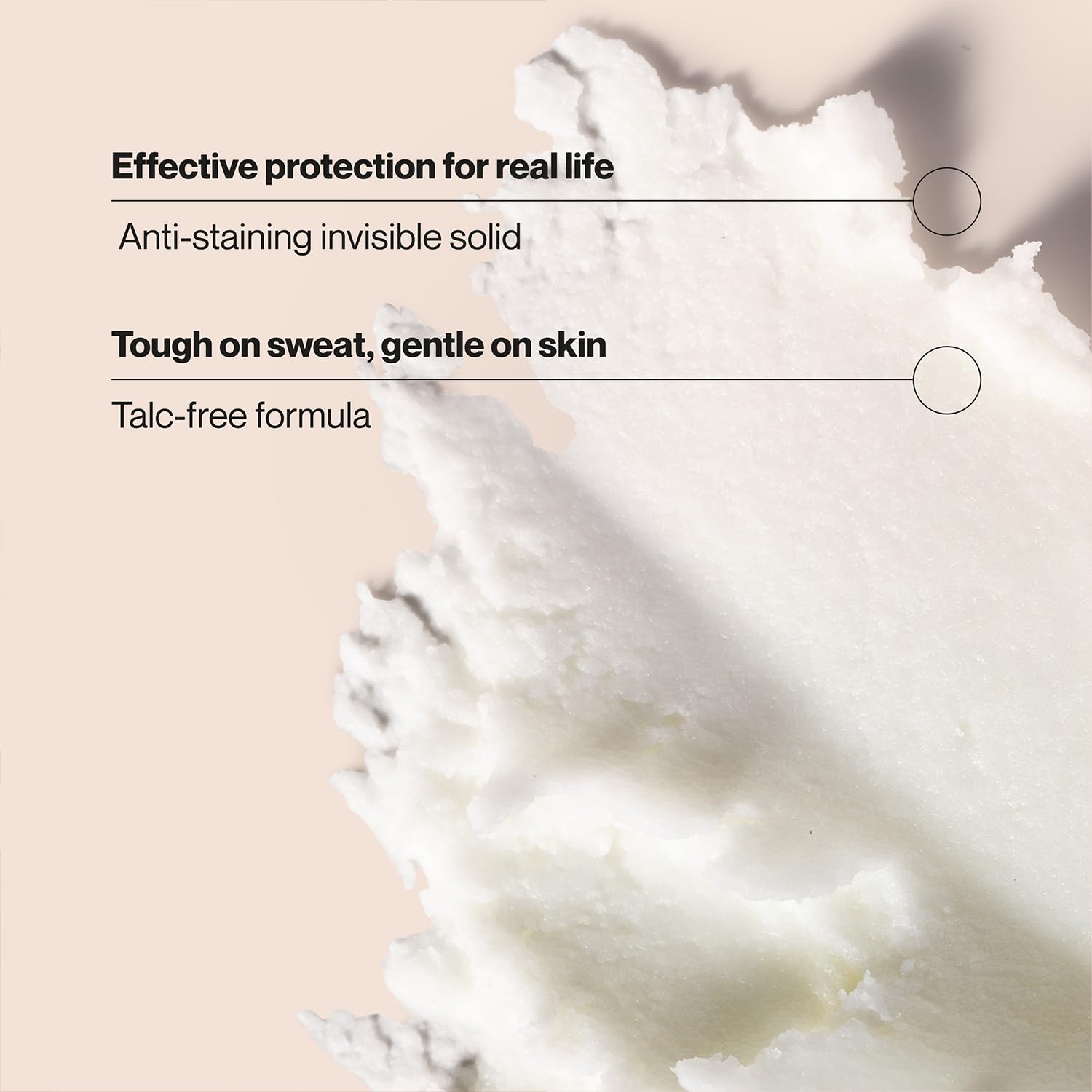 Suave antiperspirant women powder texture close-up shows smooth application.