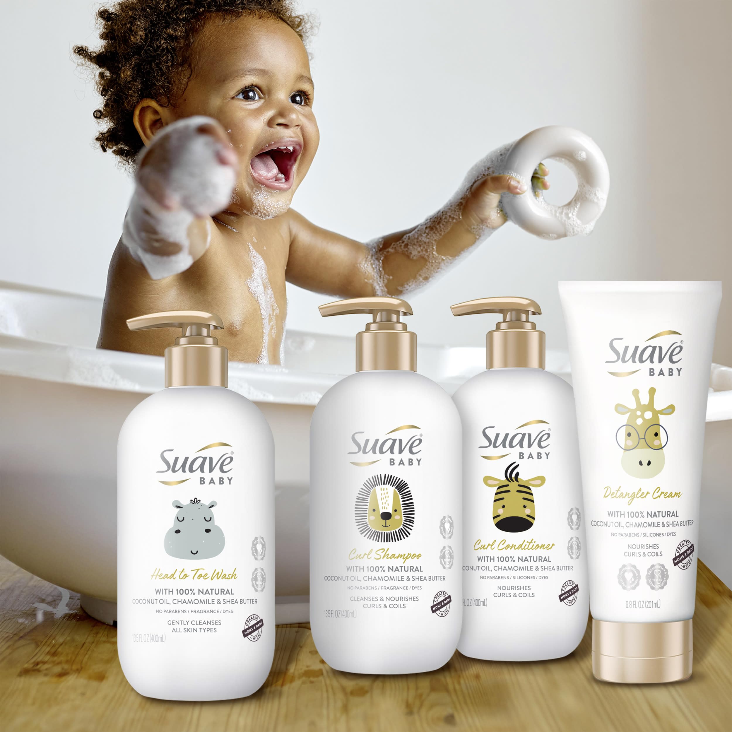 Suave Baby Curl Shampoo ingredients: coconut oil, chamomile, shea butter.