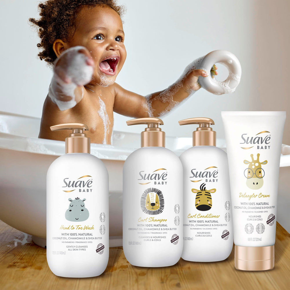 Suave Baby Curl Shampoo ingredients: coconut oil, chamomile, shea butter.