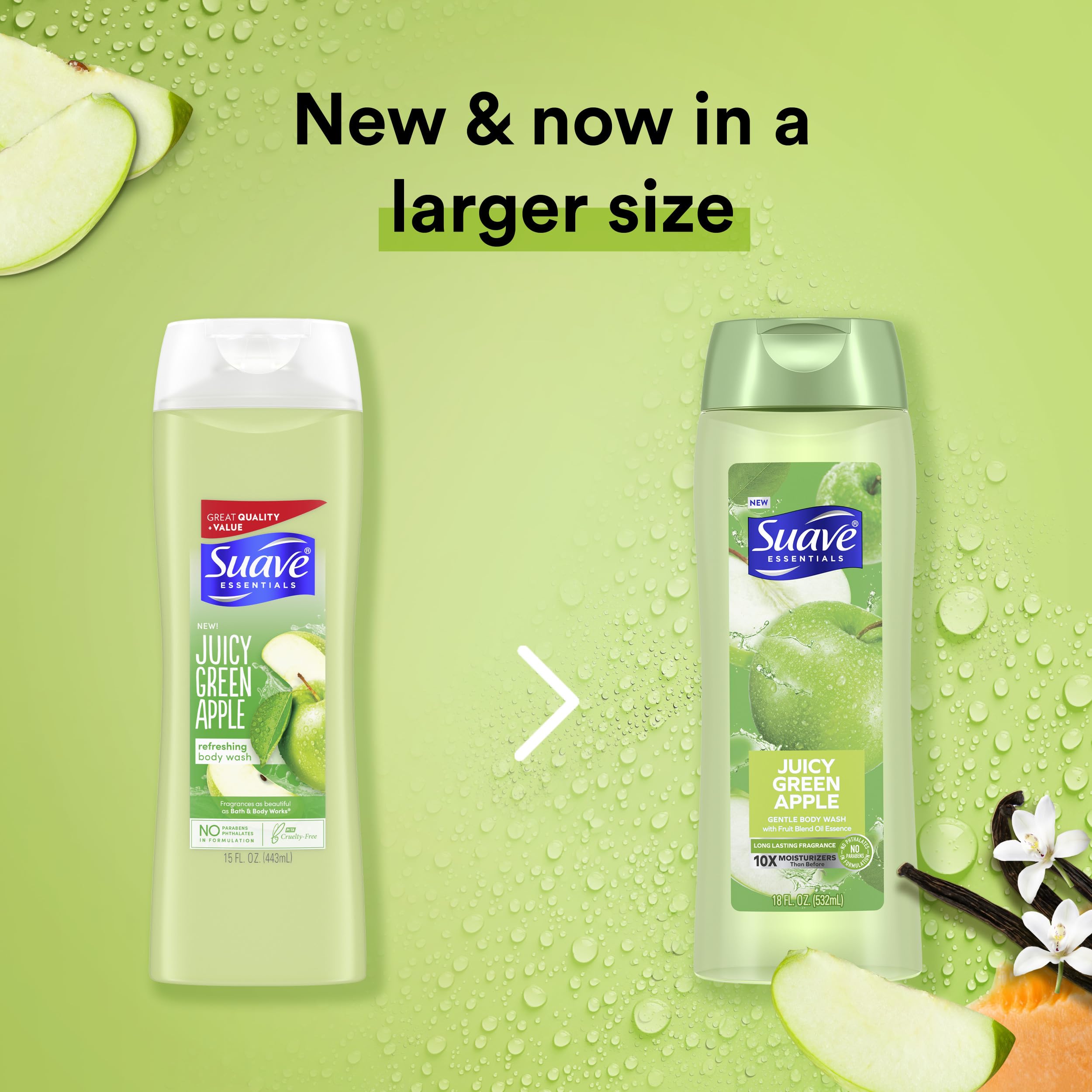 Suave Mango Citrus bottle shows tropical aroma and gentle cleanse.