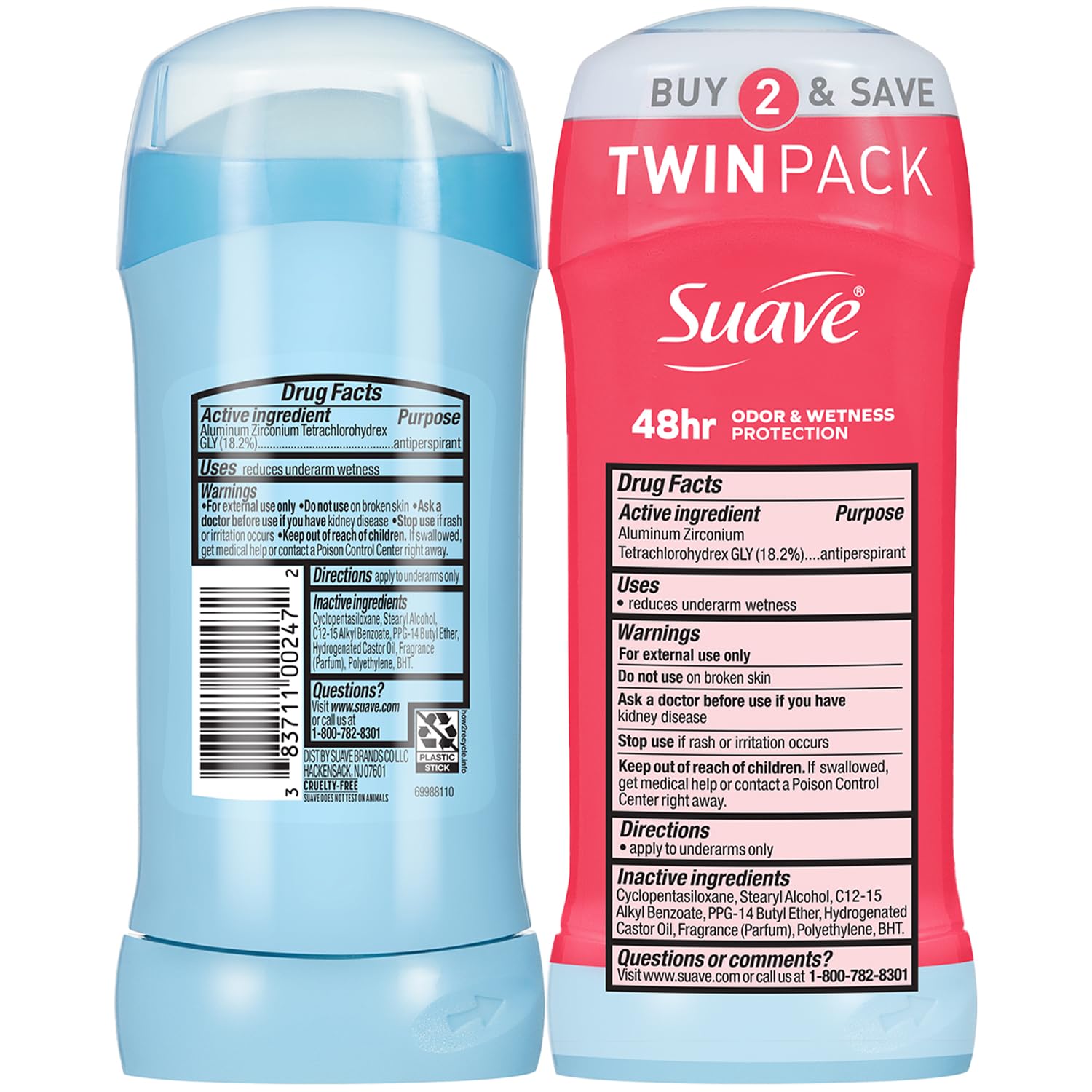Suave four-pack display image promotes savings and convenience