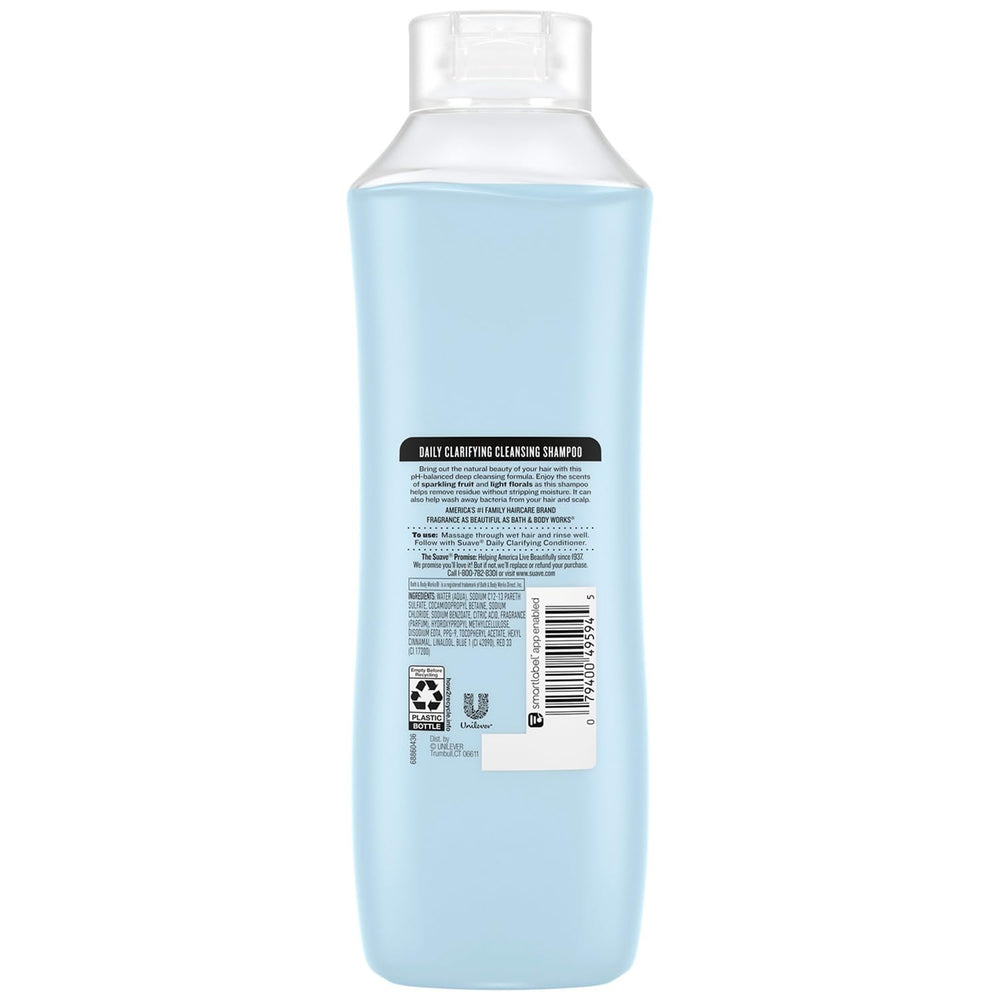 Family-pack Suave Clarifying Shampoo shows value-friendly option for daily use.