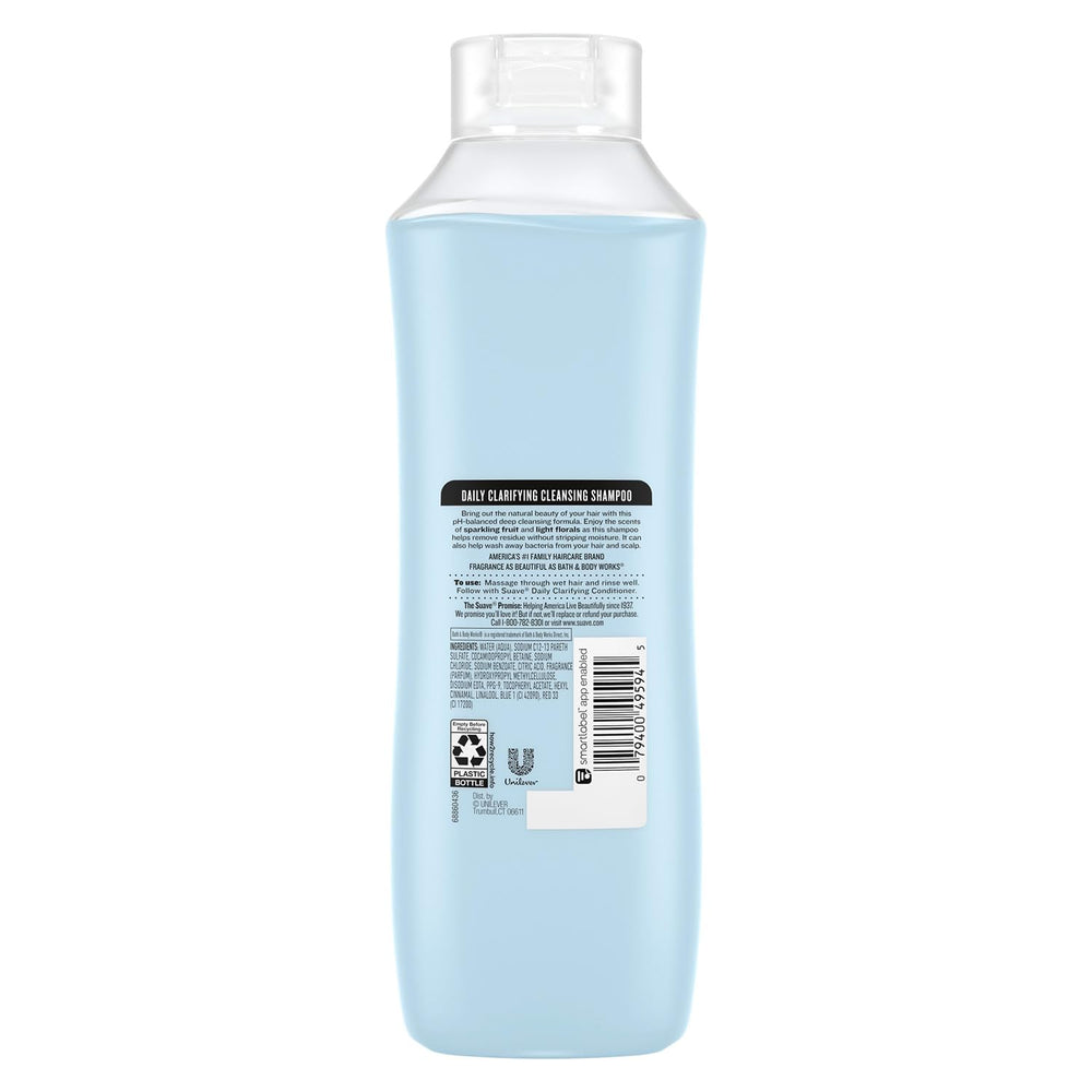 Suave Clarifying Shampoo family size 3 pack emphasizes value for households