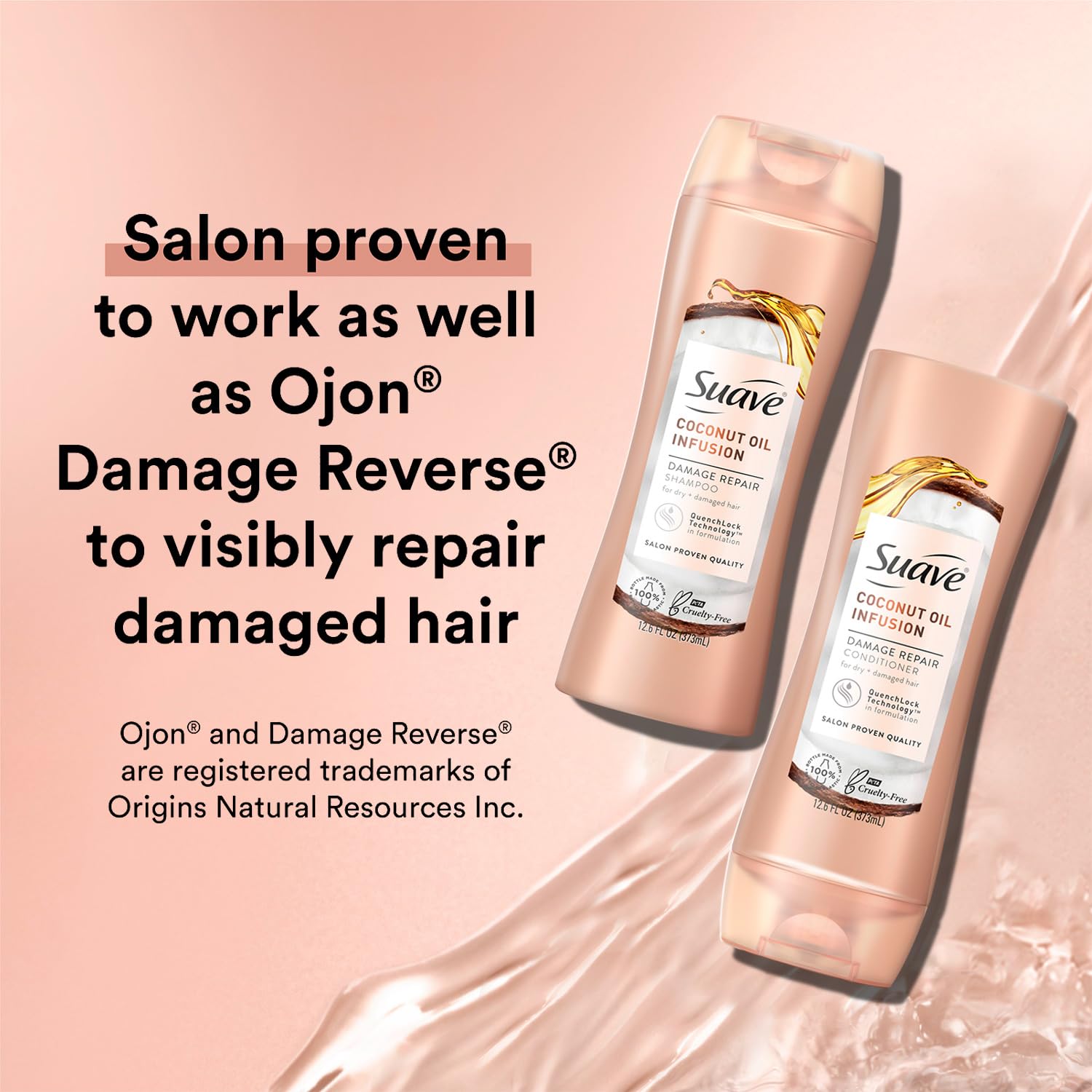 Suave Coconut Oil Infusion Conditioner bottle showing detangling and frizz control