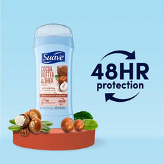 Suave Deodorant Women Cocoa Shea Butter application-glide delivers smooth, invisible underarm protection.