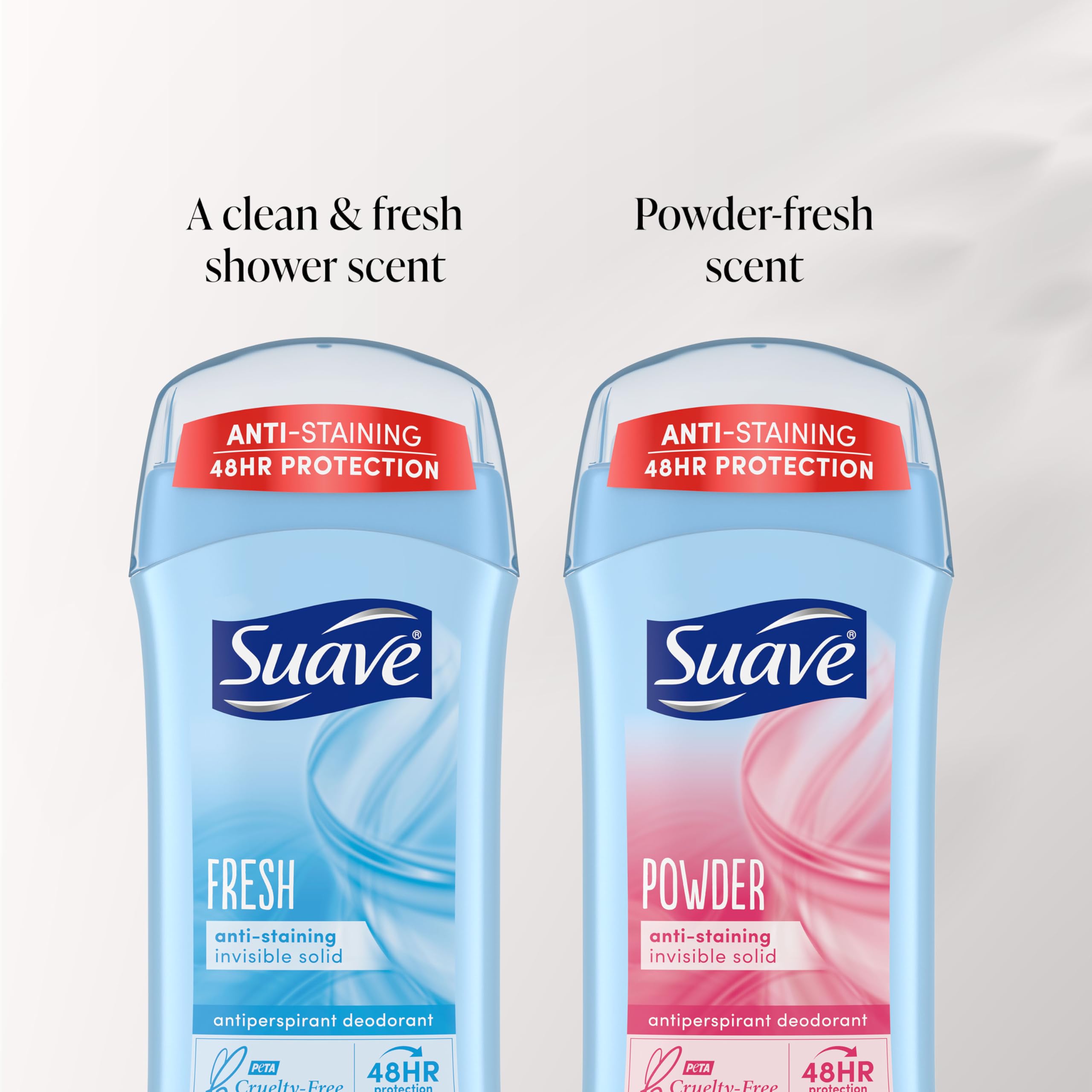 Suave Deodorant Women 48-hour odor protection feature on product surface.