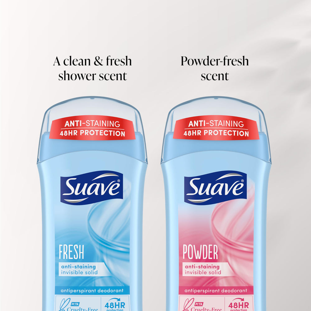 Suave Deodorant Women 48-hour odor protection feature on product surface.
