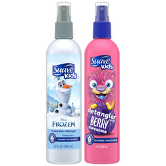 Suave Detangler Berry Awesome bottle smooths knots with fruity scent for kids